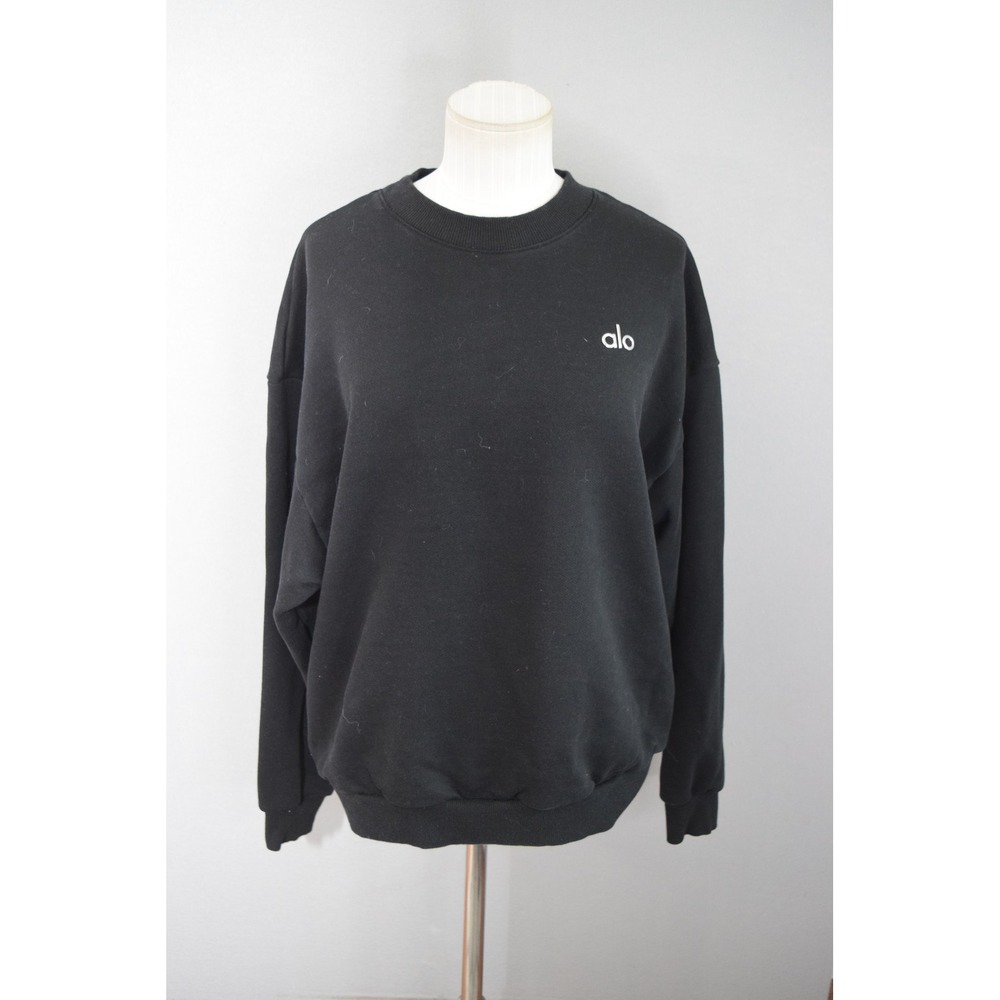 Alo Yoga Accolade Crew Neck Sweatshirt XL? Black Oversized Pullover Womens